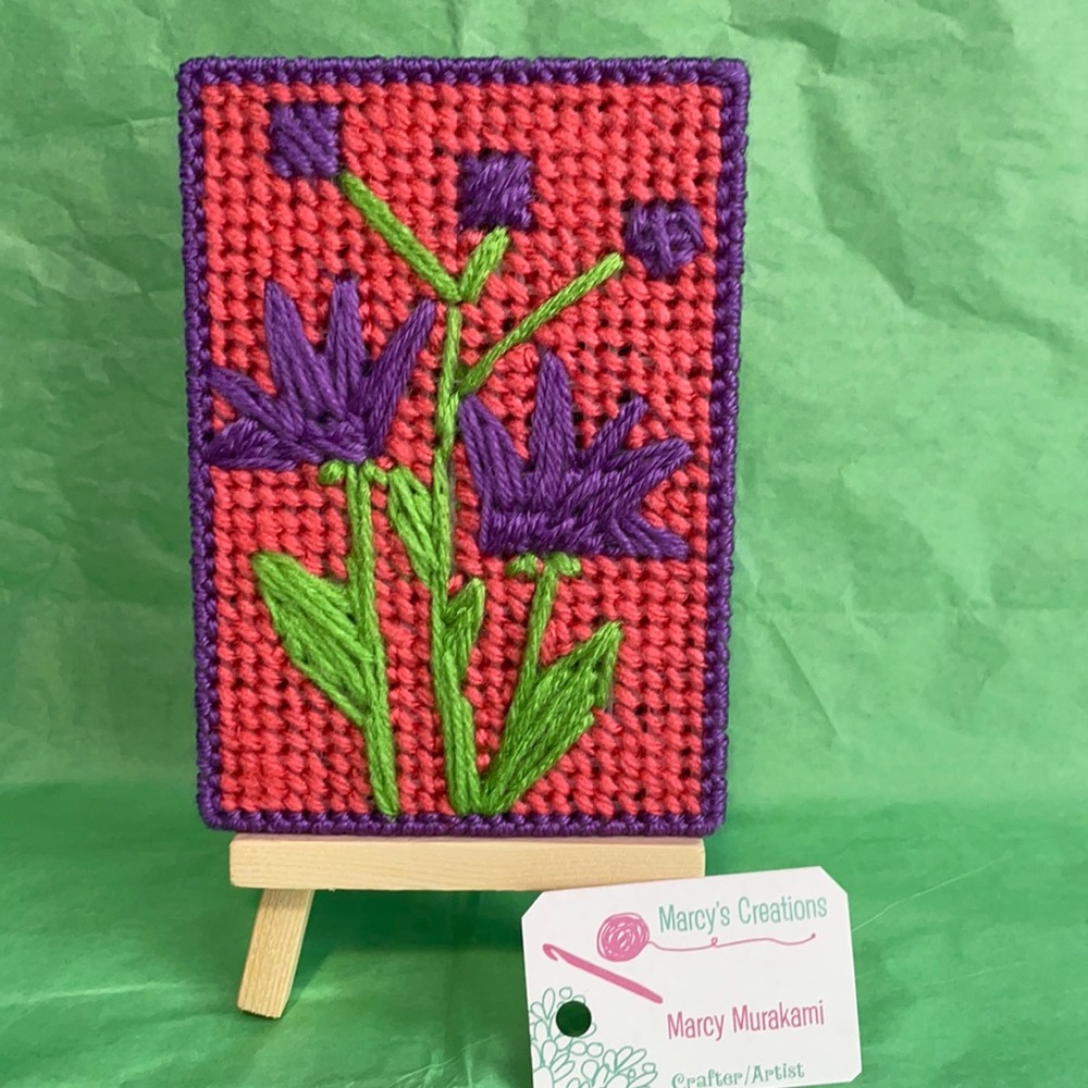 Purple Flowers mini art design with easel . 🌺 handcrafted with …